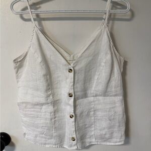 H&M White Linen Button-Front Camisole